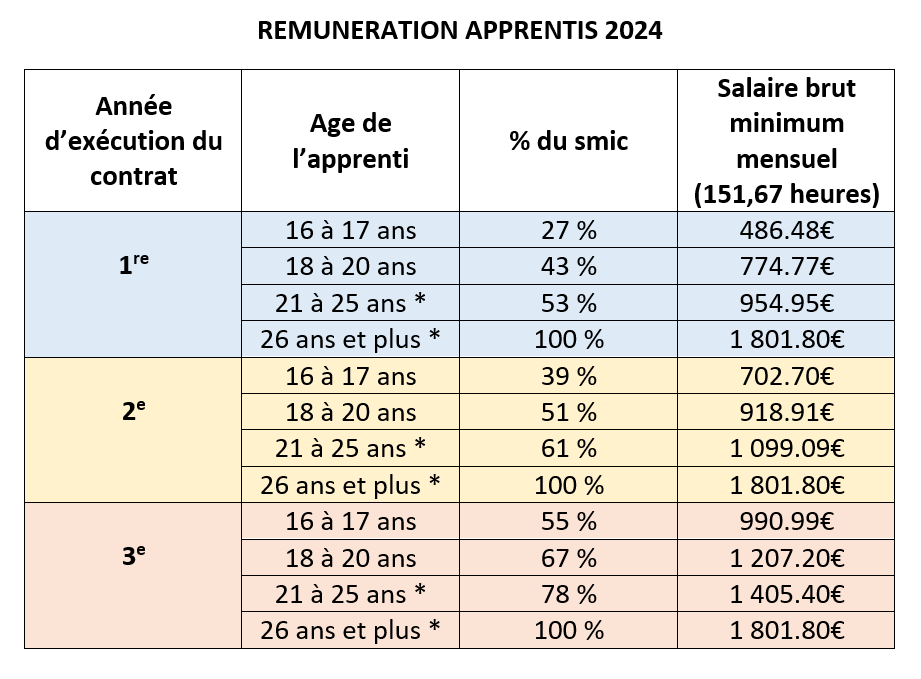 REMUNERATION APPRENTI 2024